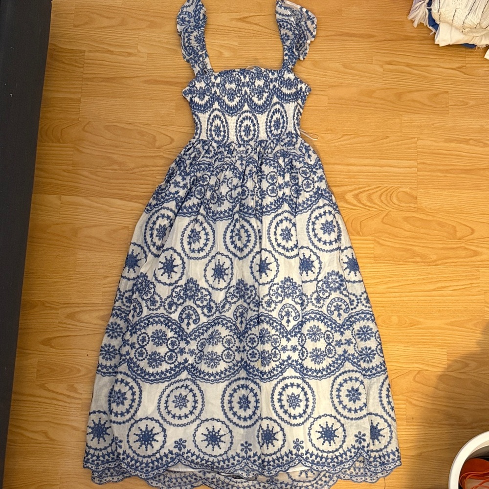 Blue and White Patterned Dress